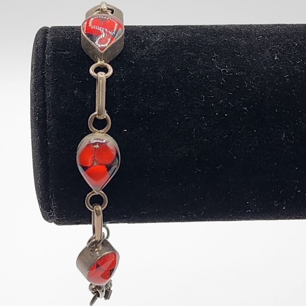 Vintage 950 silver red teardrop bracelet